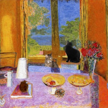  gatos Pintura - gatos sentados en la mesa